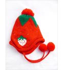 超Q草莓圖案毛線保暖護耳帽(2~4歲)
