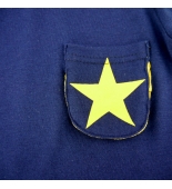 星星口袋印花長袖上衣-藍