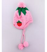 超Q草莓圖案毛線保暖護耳帽(2~4歲)