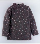 台灣製立領保暖長袖上衣-巧克力色(蝴蝶結圖案)