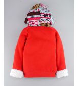 保暖內刷毛連帽上衣-耶誕花帽
