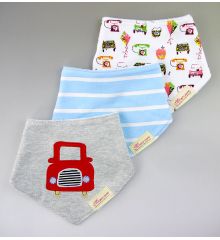 【出清特價】雙面三角領巾‧口水巾(三條組)-汽車