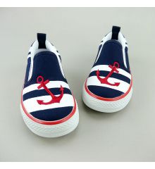 台灣製兒童帆布鞋(藍錨)