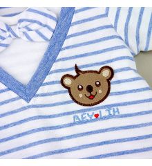 台灣製短袖連身兔裝-藍色條紋