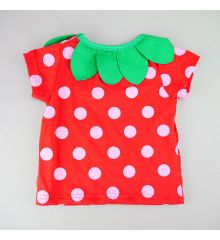 短袖套裝-草莓點點(肩扣設計)