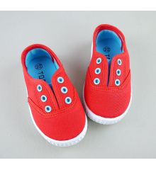 兒童百搭素色帆布鞋(紅)