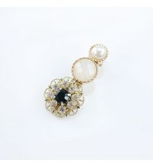 韓國製閃亮鑽石花朵髮夾-黑
