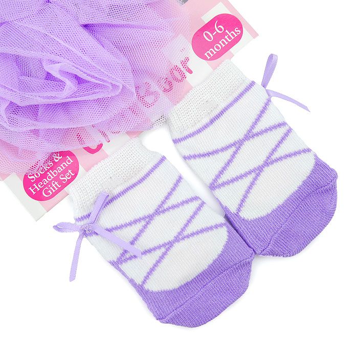 新生兒帽襪組-大蕾絲花朵+舞鞋襪