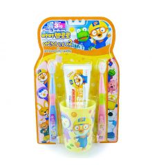 韓國製兒童牙膏牙刷漱口杯組【波魯魯小企鵝 】