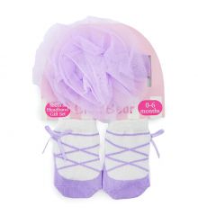 新生兒帽襪組-大蕾絲花朵+舞鞋襪