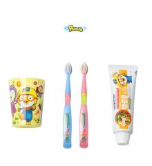 韓國製兒童牙膏牙刷漱口杯組【波魯魯小企鵝 】