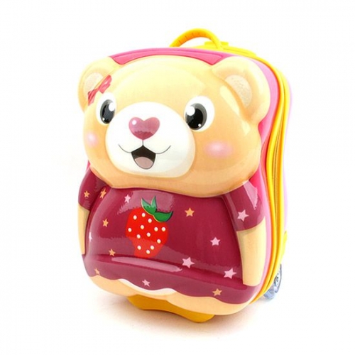 韓國winghouse草莓熊伸縮拉杆滑輪兒童行李箱【WT0081】
