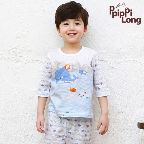 韓國製七分袖家居服-PPIPPILONG(大頭鯨寶)
