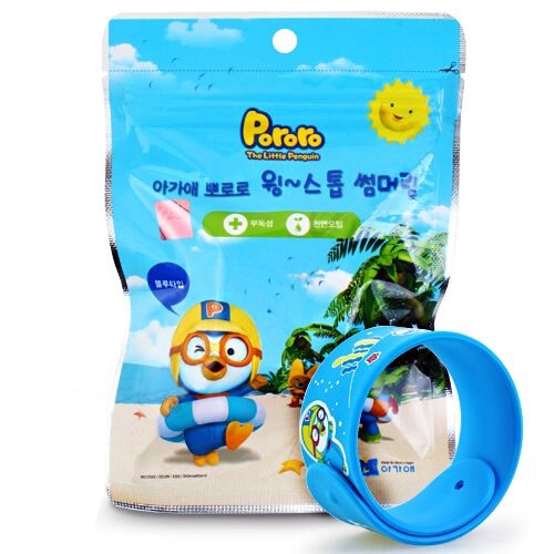 韓國製Pororo快樂小企鵝防蚊手環-藍