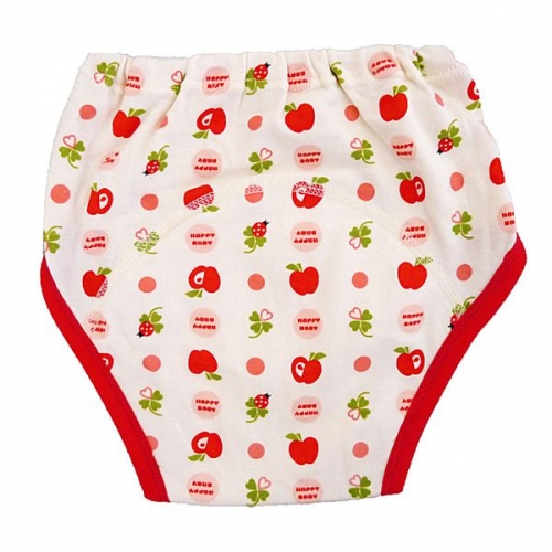純棉卡通印花寶寶三層學習褲-小蘋果
