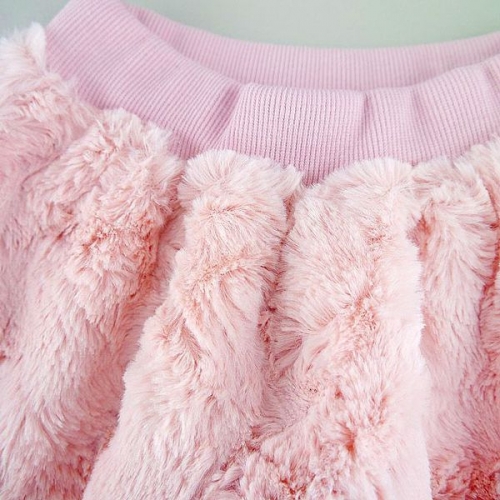 短絨蕾絲裙-粉色