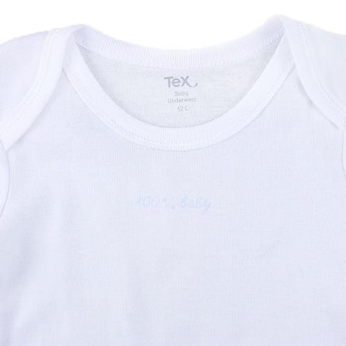 TEX baby純棉印花長袖包屁衣-100%baby(淡藍字)