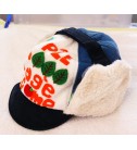 韓國蘋果帽/保暖帽/護耳帽(深藍帽沿)