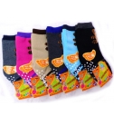 台灣製貝柔格紋小熊寶寶中筒襪(3-5歲13~15cm)三雙花色不同隨機配色