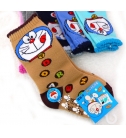 台灣製多啦a夢寶寶中筒襪(0~2歲9-12cm)三雙花色不同隨機配色