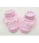新生兒寶寶造型蕾絲襯飾襪(粉、白兩色可供選擇)0-6個月