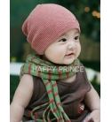 韓款橫紋貼標寶寶套頭帽/嬰兒套頭帽