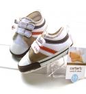 carter's 白底色邊條寶寶鞋/嬰兒鞋/學步鞋
