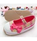 ◆桃粉格紋防滑軟膠底寶寶鞋/防滑學步鞋/小童鞋8854A