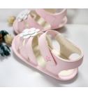 ◆白色小花軟膠底涼鞋/防滑學步鞋/小童鞋8848A