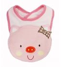 法國品牌bon bébé毛巾料動物造型/圍兜/口水巾(粉紅豬)