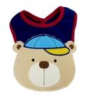 法國品牌bon bébé毛巾料動物造型/圍兜/口水巾(藍帽熊)