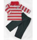 Carter’s 條紋長袖POLO衫加褲子兩件組套裝-紅 (9M)(12M)(24M)