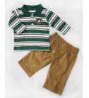 Carter’s 條紋長袖POLO衫加褲子兩件組套裝-綠