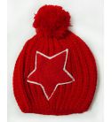 大紅五角星寶寶套頭帽/針織帽/毛線帽(亮眼紅)