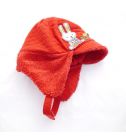 可愛拼布繡小兔帽/保暖帽/護耳帽(紅色)