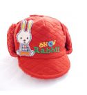 可愛拼布繡小兔帽/保暖帽/護耳帽(紅色)