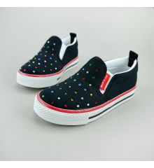 [特價]台灣製兒童帆布鞋-黑鑽