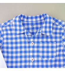 Carter’s 藍白格紋襯衫假兩件式長袖兩件組套裝
