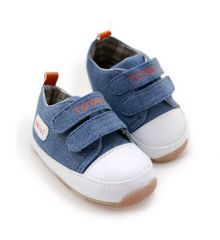 牛仔棉布防滑軟膠底寶寶鞋/防滑學步鞋/小童鞋(淺藍)