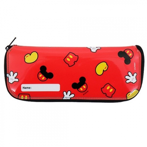 韓國製Disney迪士尼米奇兒童拉鍊餐具袋/筆袋/文具袋(紅)