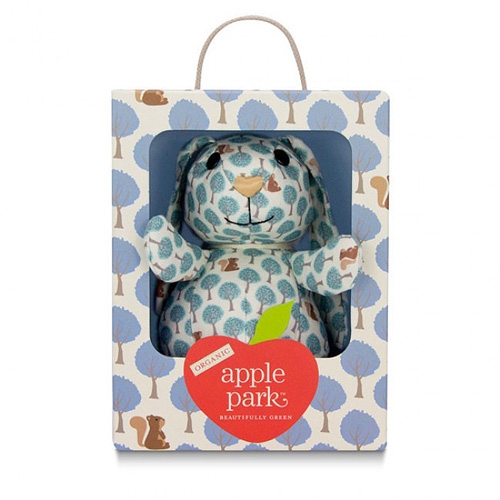 美國Apple Park 野餐好朋友系列-長耳兔印花玩偶禮盒(粉藍森林)