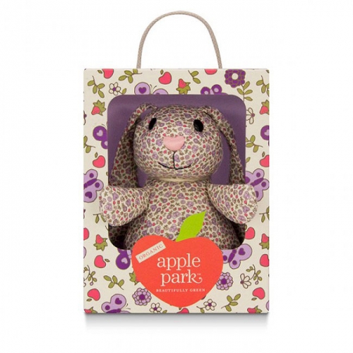 美國Apple Park 野餐好朋友系列-長耳兔印花玩偶禮盒(粉紫花園)