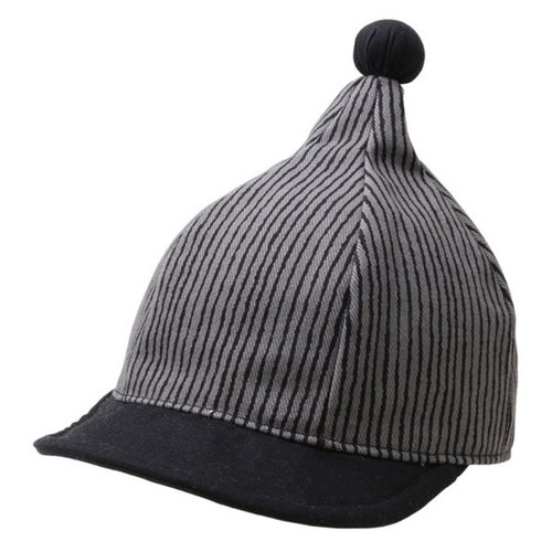 韓國製純棉寶寶保暖造型帽(頭圍48cm)-灰底黑線條