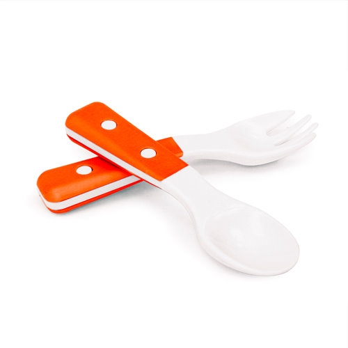 美國【MyNatural】餐具系列 - Fork+Spoon Orange鮮橙橘匙叉組