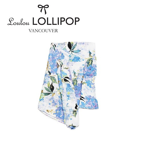 Loulou lollipop 加拿大 竹纖維透氣包巾【紫色繡球花】120x120cm