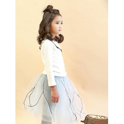 韓國製設計款紗裙褲-淡藍