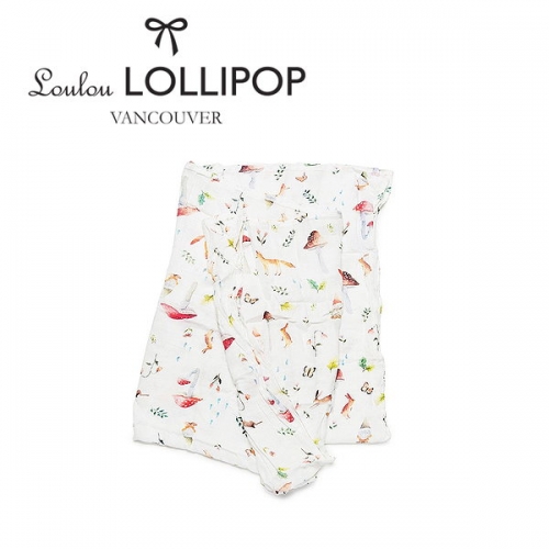 Loulou lollipop 加拿大 竹纖維透氣包巾【森林小動物】120x120cm
