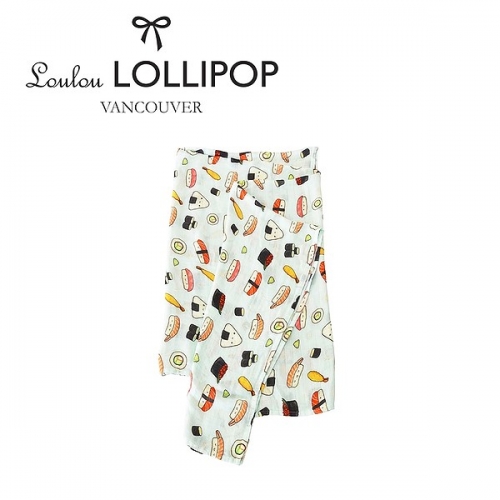 Loulou lollipop 加拿大竹纖維透氣包巾/被毯【好好吃壽司】120x120cm