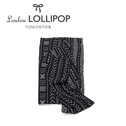 Loulou lollipop 加拿大 竹纖維透氣包巾【黑色簡約風】120x120cm