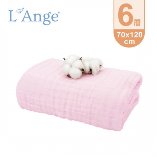 美國L'Ange 棉之境 6層純棉紗布浴巾/蓋毯 70x120cm-粉色